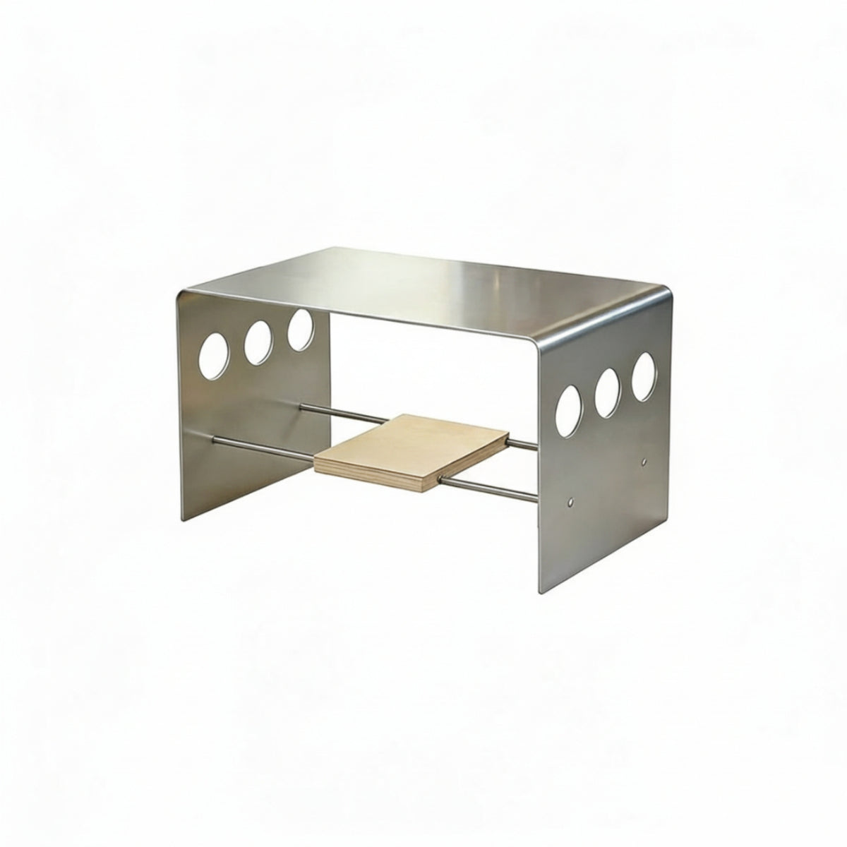 Home Furniture Silver Finish Metal Coffee Table Rounded Edges for Living Room