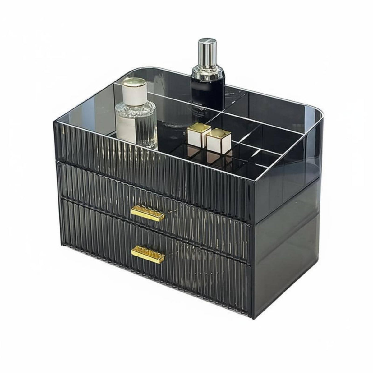 Lidded Cosmetic Case with Drawers particleproof Makeup Organizer Large Capacity