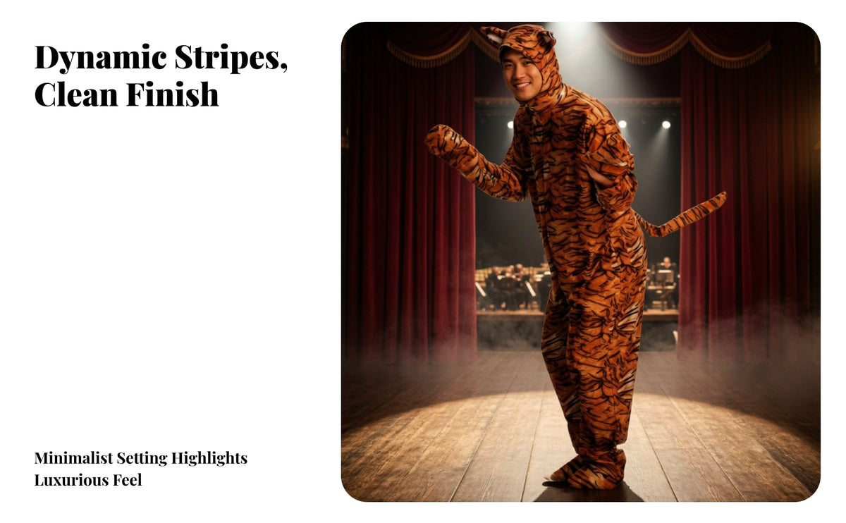 Full-Body Tiger Costume Hooded Tiger Onesie Cozy Animal Costume Lightweight for Stage Performances