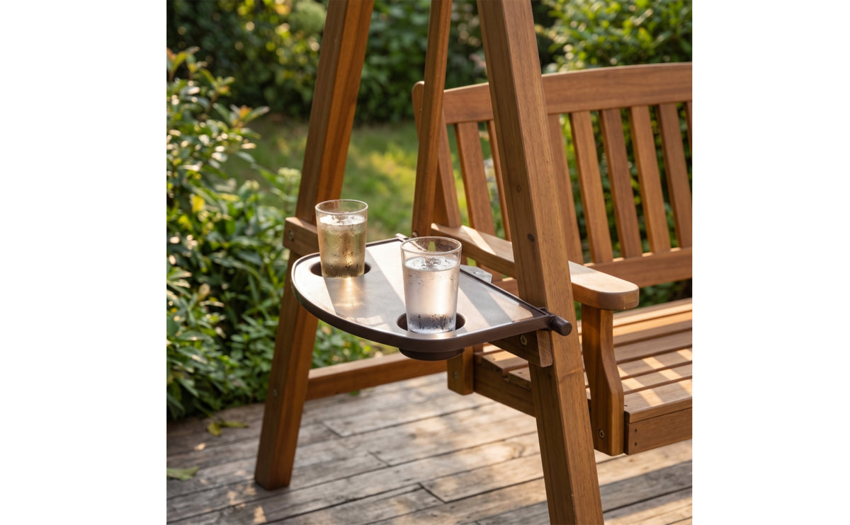 2 Pieces Cup Tray with Mounting Brackets Outdoor Patio Swing Drink Holder Side-Mount Swing Tray for Garden Bench