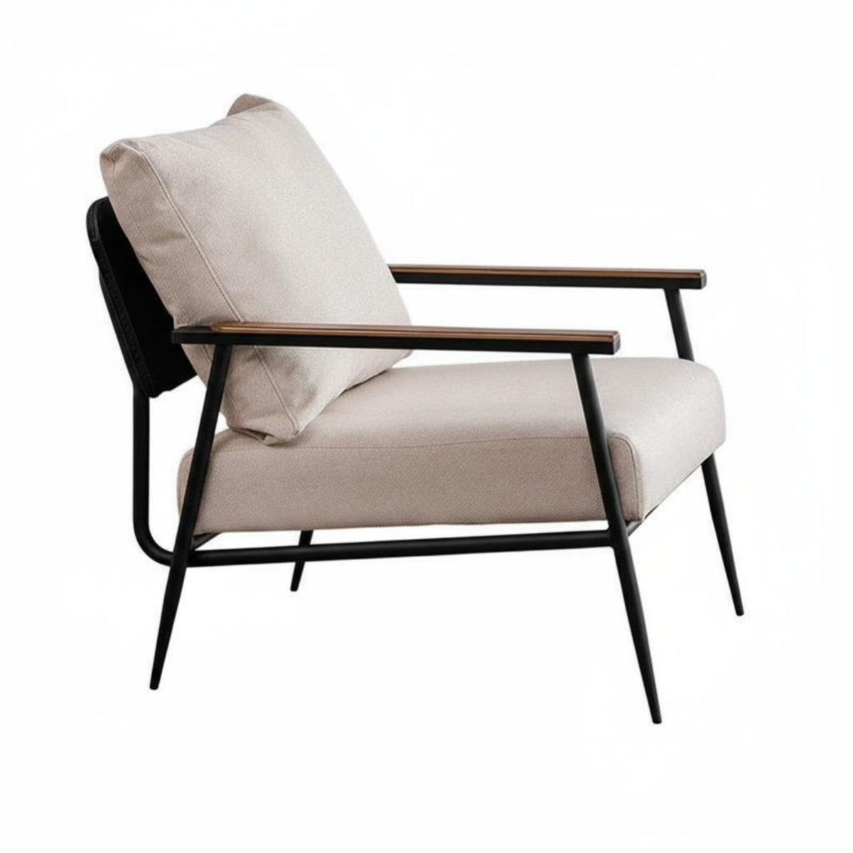 Minimalist Design Upholstered Metal Frame Chair Light Luxury Aesthetic Upholstered Single Armchair Soft and Comfortable Lounge Seat Thickly Padded Cushion for Homeowners, Readers, Office Workers, Living Room, Bedroom, Study, Reading Nook