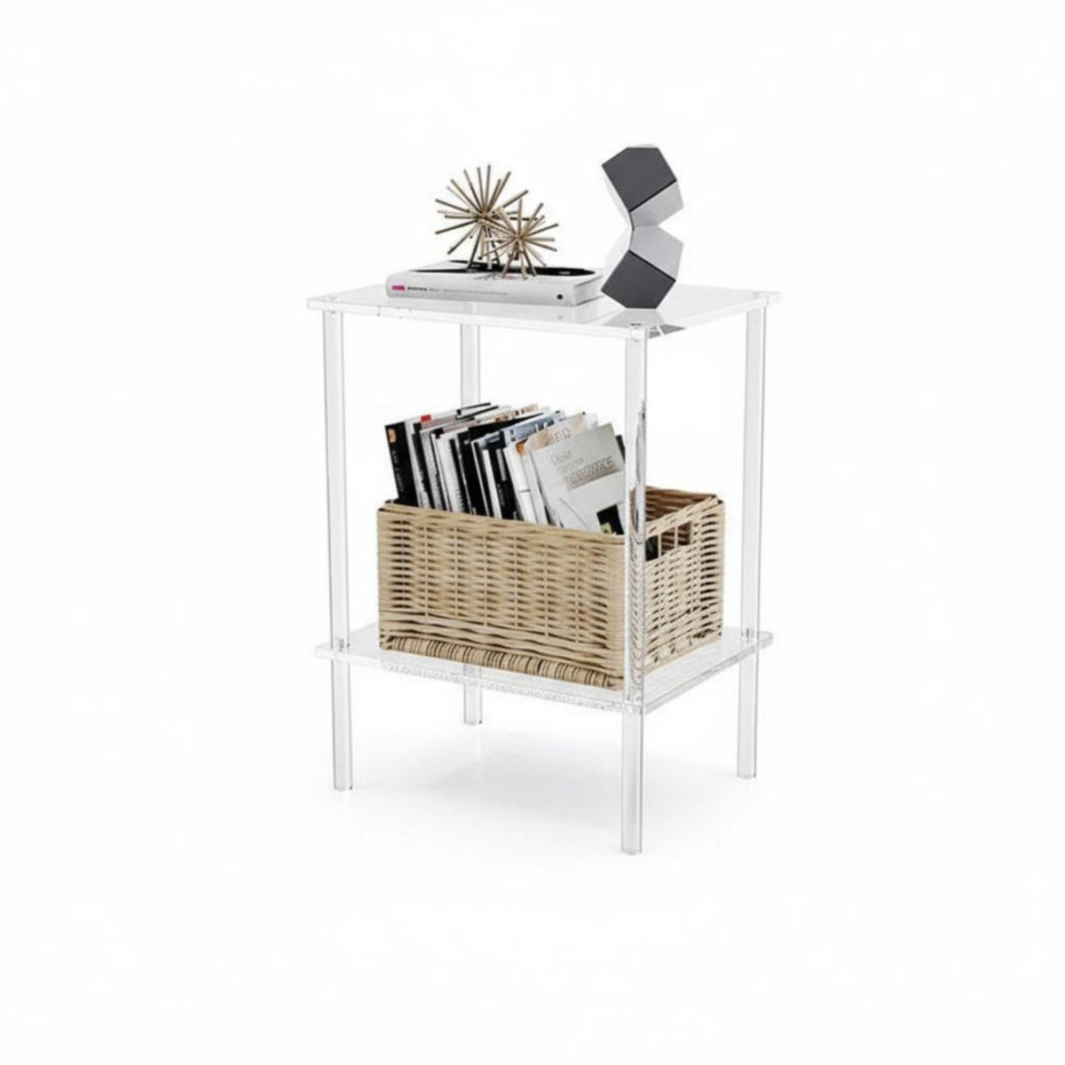 Clear C-Shaped Table Space-Saving Indoor Furnishing Modern Look for Small Spaces