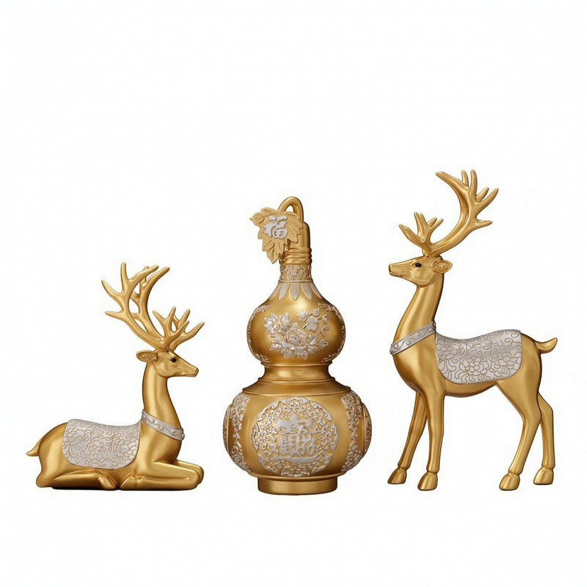 Lustrous Resin Figurine Gold Decorative Ornament Glossy Tabletop Sculpture Ornamental for Living Room