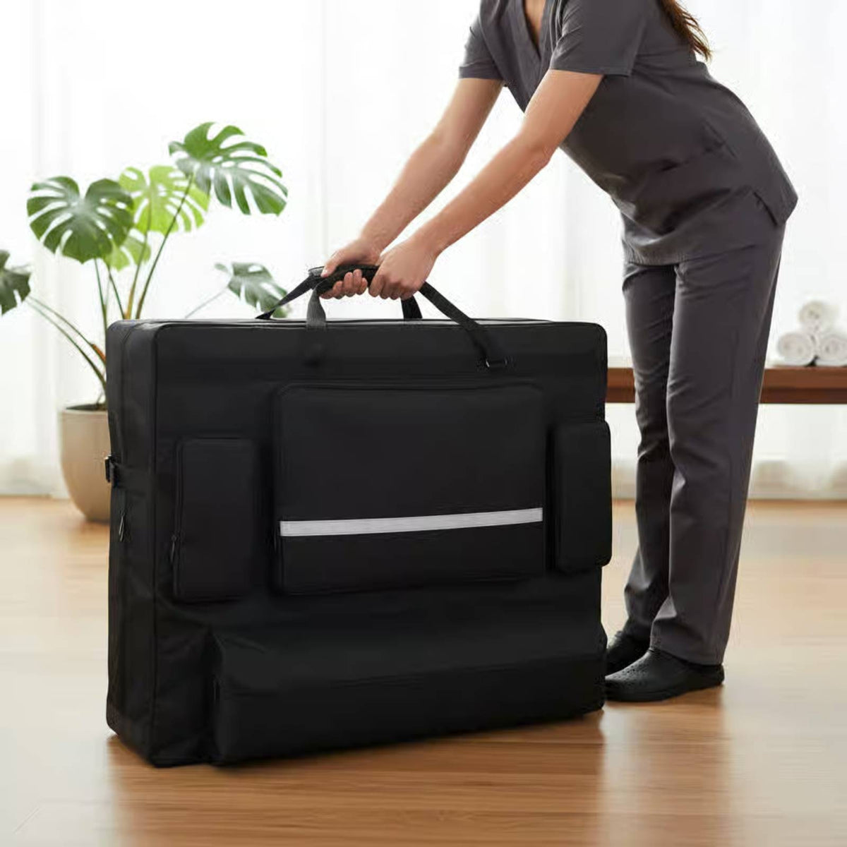 Massage Table Carrying Bag Black Folding Massage Table Bag Rectangular Health Care Storage