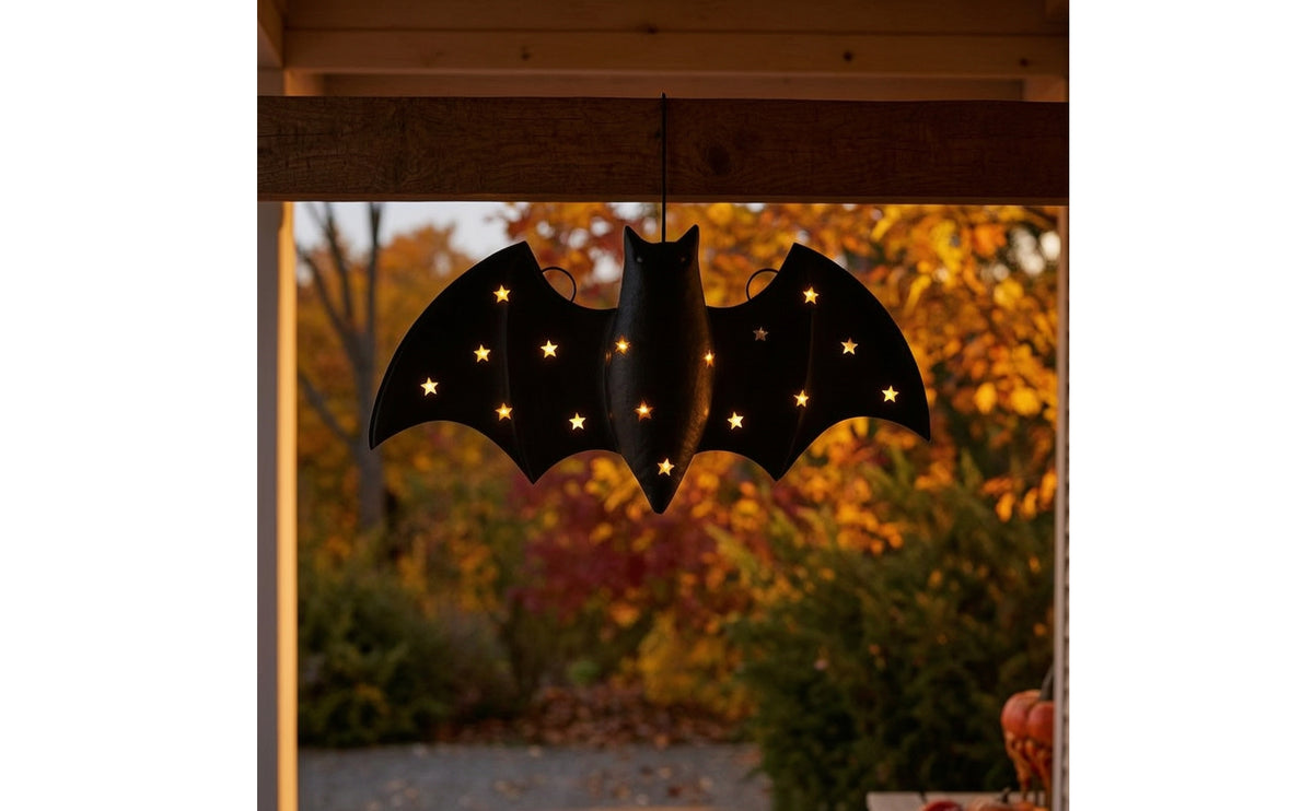 Light-up Nocturnal Creature Decoration with LED Glowing Nocturnal Creature Wall Decor Spooky Lighted Bats Silhouette for Party Backdrop, Front Porch, Entryway