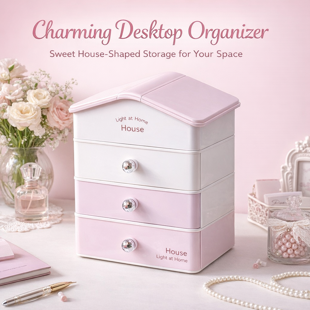 Desk Storage Organizer with Lid, Multi-Layer Drawer Box for Stationery, Cosmetics for Teens, Stackable for Dorm Room