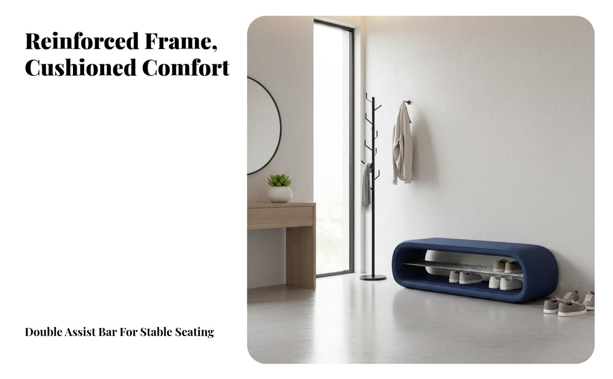 Multi-Functional Upholstered Shoe Rack Bench Modern Design Entryway Seating twofoldFunction Indoor Furnishing Comfortable Padded Seat for Apartment Dwellers, homeowners, Hallway, Cloakroom, Bedroom, Living Room