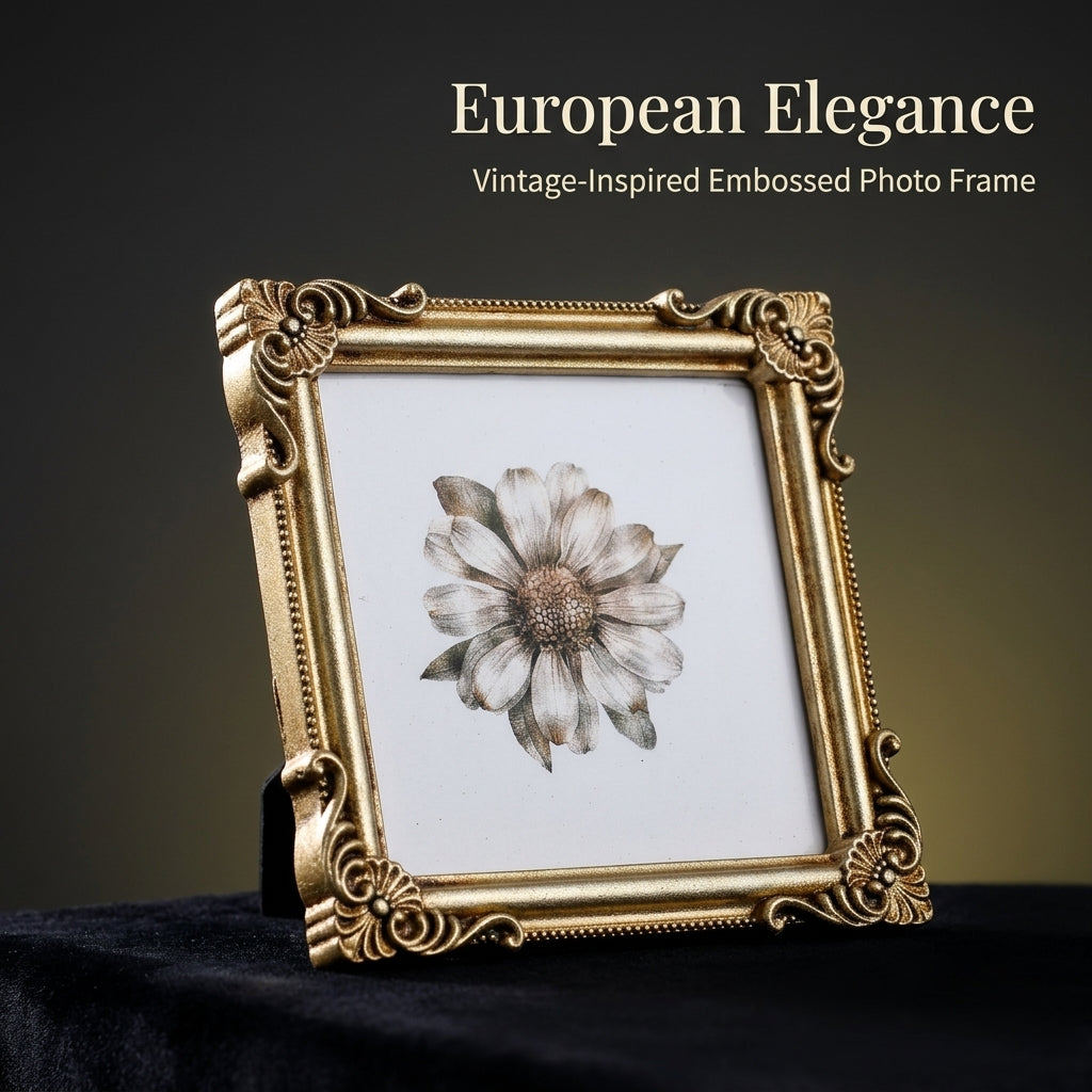 Photo Frame with European Embossed Relief Design for Home Decor, Resin Picture for Wall Decoration or Tabletop Display, Multiple Sizes
