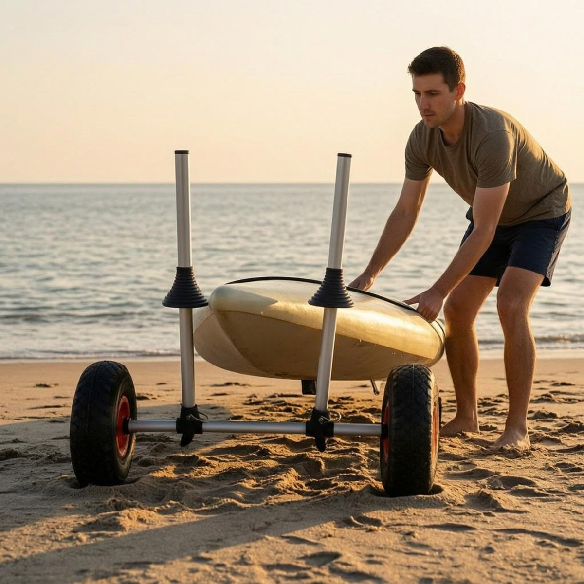 Straight Insert Kayak Trailer Aluminum Alloy Watercraft Transport Rubber Wheels