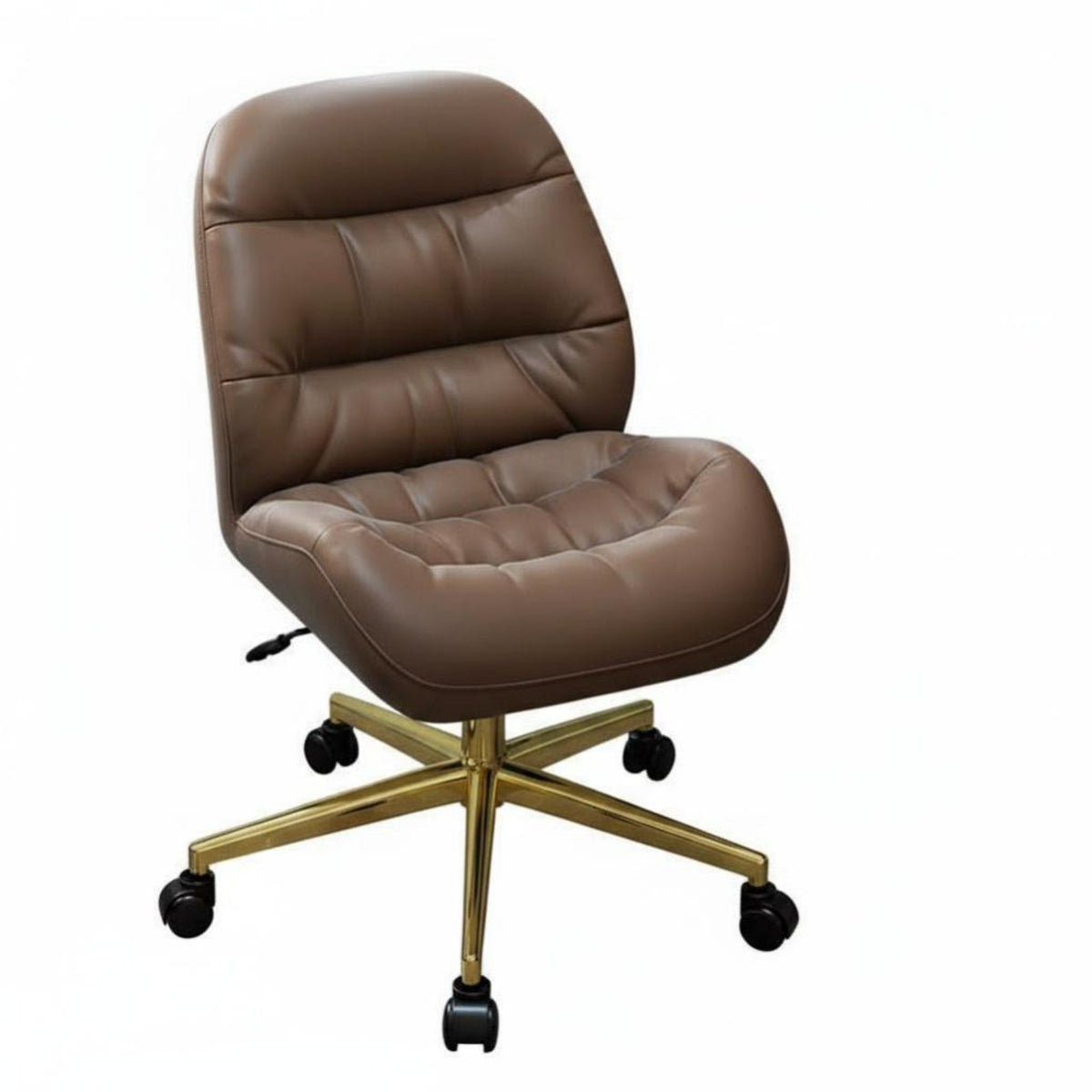 Armless Rolling Computer Chair Adjustable Height Armless Rolling Chair Full-Circle Turn Mechanism Space-Saving for Adults