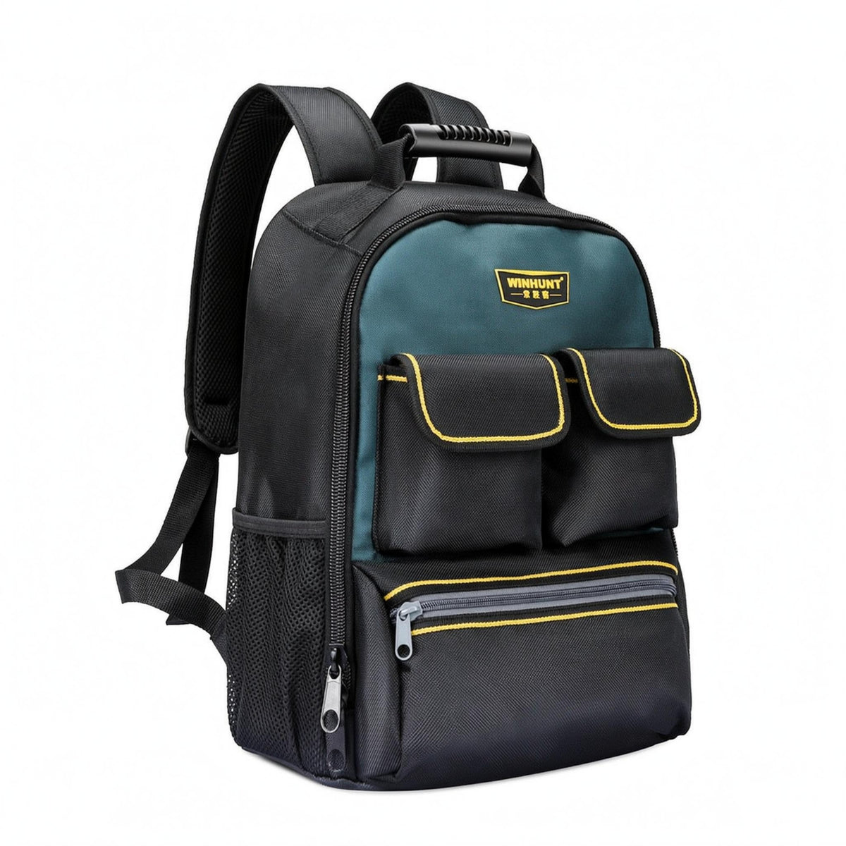 1680D Oxford Tool Backpack Padded Mesh Back Backpack Tool Bag Adjustable Shoulder Straps Front Zippered Pocket