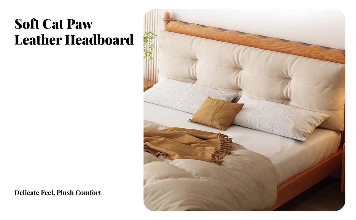 Nordic design puff Headboard Bed Modern Minimalist Soft Padded Bed Frame French-Inspired Bedroom Furniture No Box foundation Needed for Newlyweds, Designmindful Individuals, Homeowners, Apartment, upper-level living space, Guest Room, Home