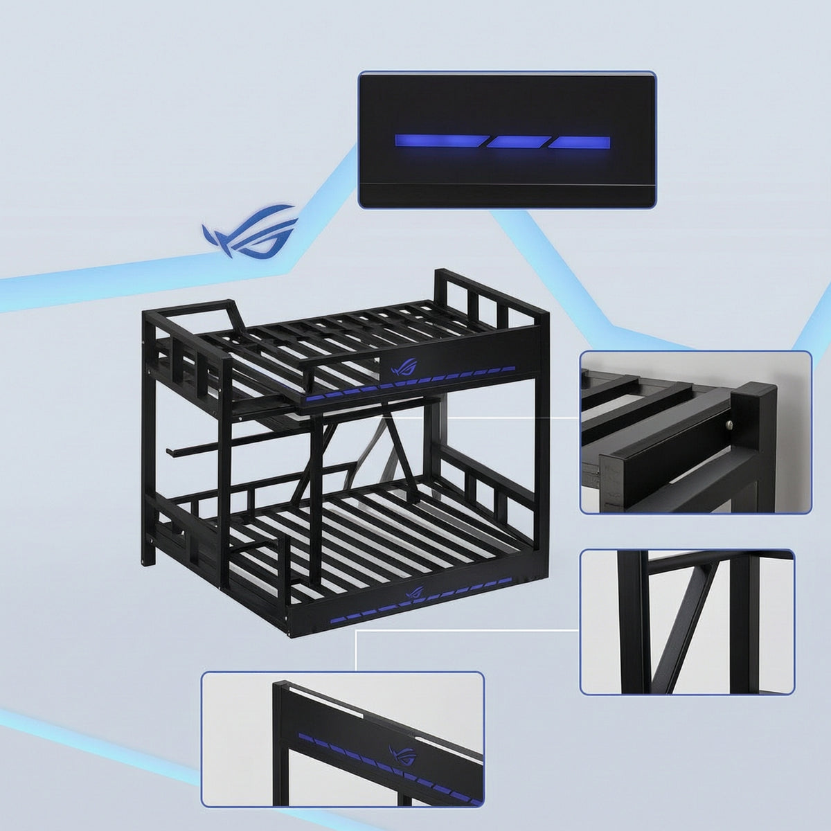 Space-Saving Metal Bunk Bed Sturdy Bunk Bed with Ladder Modern Furniture Slatted for Students, Shared Bedrooms, Hostels