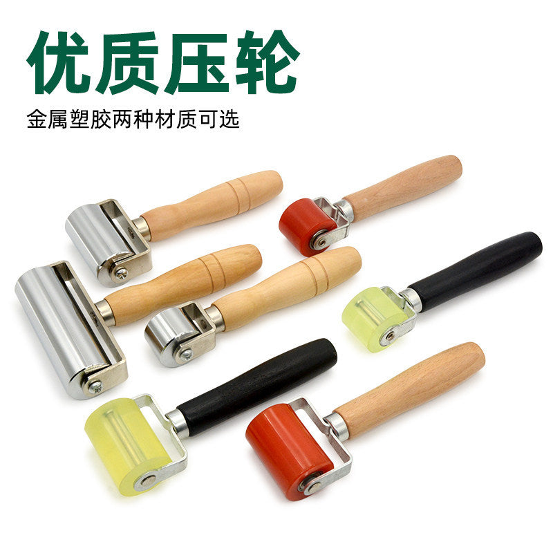 Steel Pressing Roller with Silicone Solid Roller for Leather Edge Rolling and Woodworking