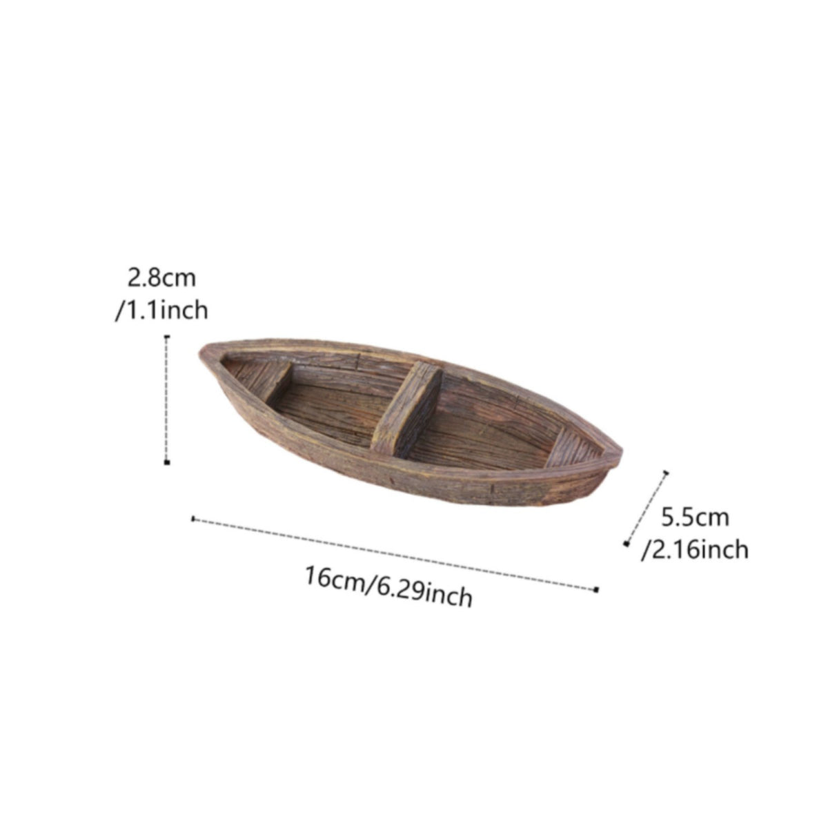 Pond Landscape Boat Realistic Wood Texture Garden Decor for Courtyard