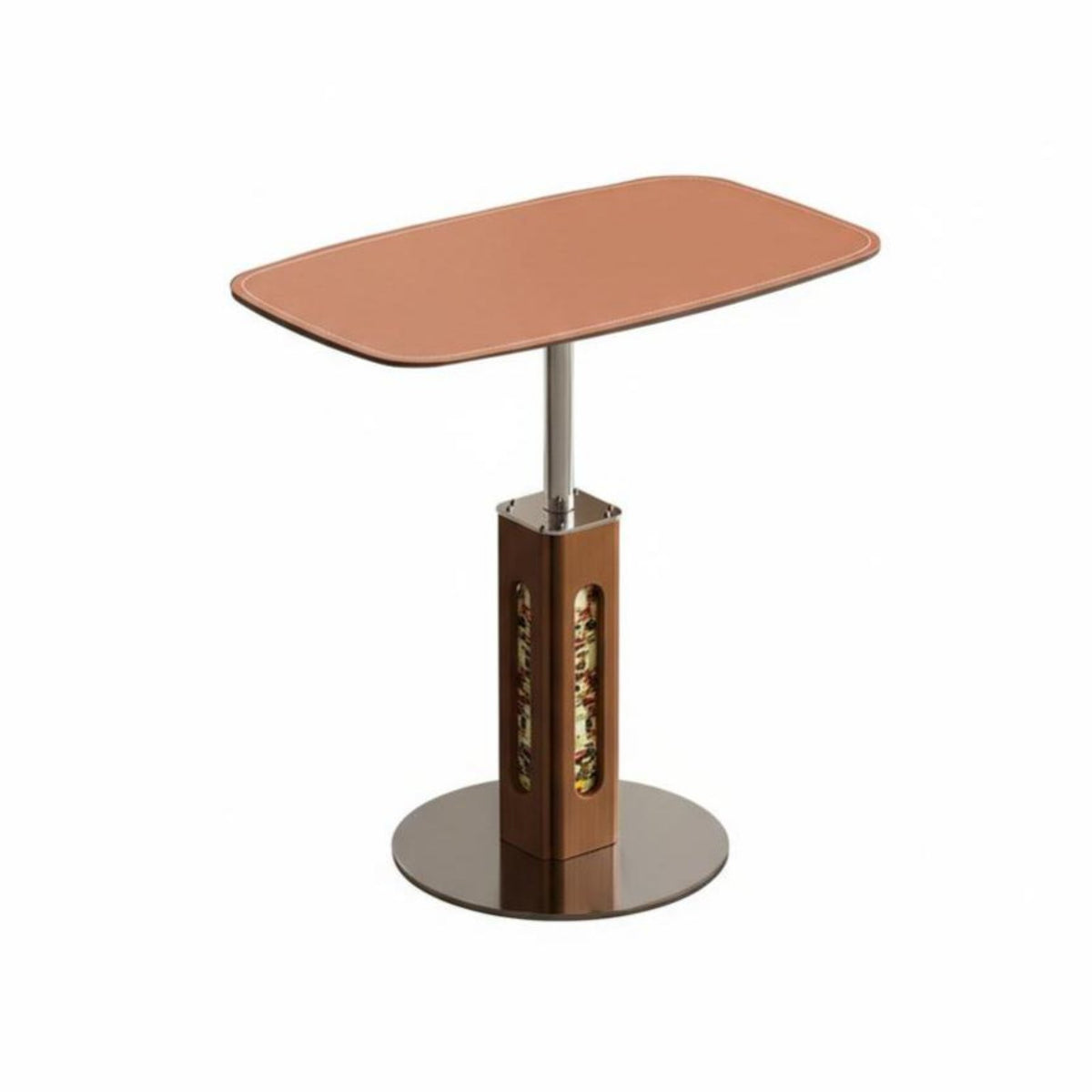 Round elevatingTop Side Table Adjustable Height Household Furniture Minimalist Design Vintage Inspired for Interior Designers