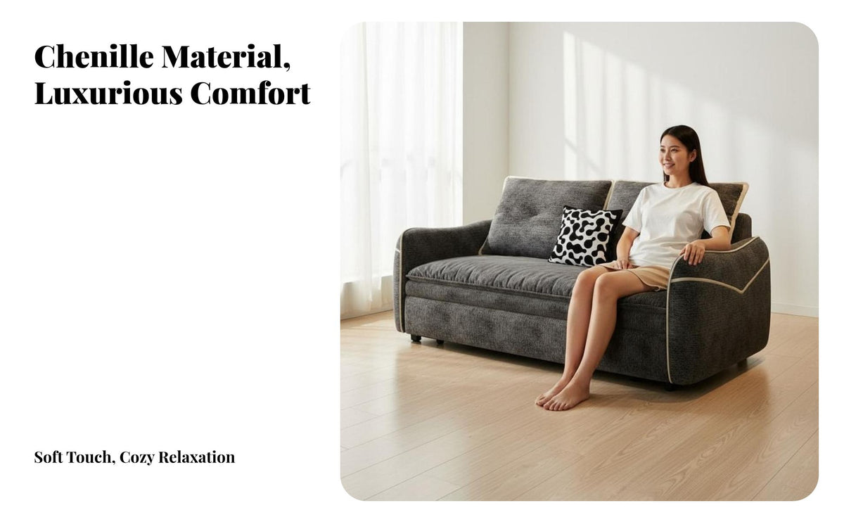 Double-Use-Use Design Folding Couch Bed Space-Saving Pull-out Sofa Bed Easy Conversion 3 in 1 Sleeper Sofa Adjustable Backrest for Apartment Dwellers, Office Workers, Homeowners, Small Areas, Bedroom