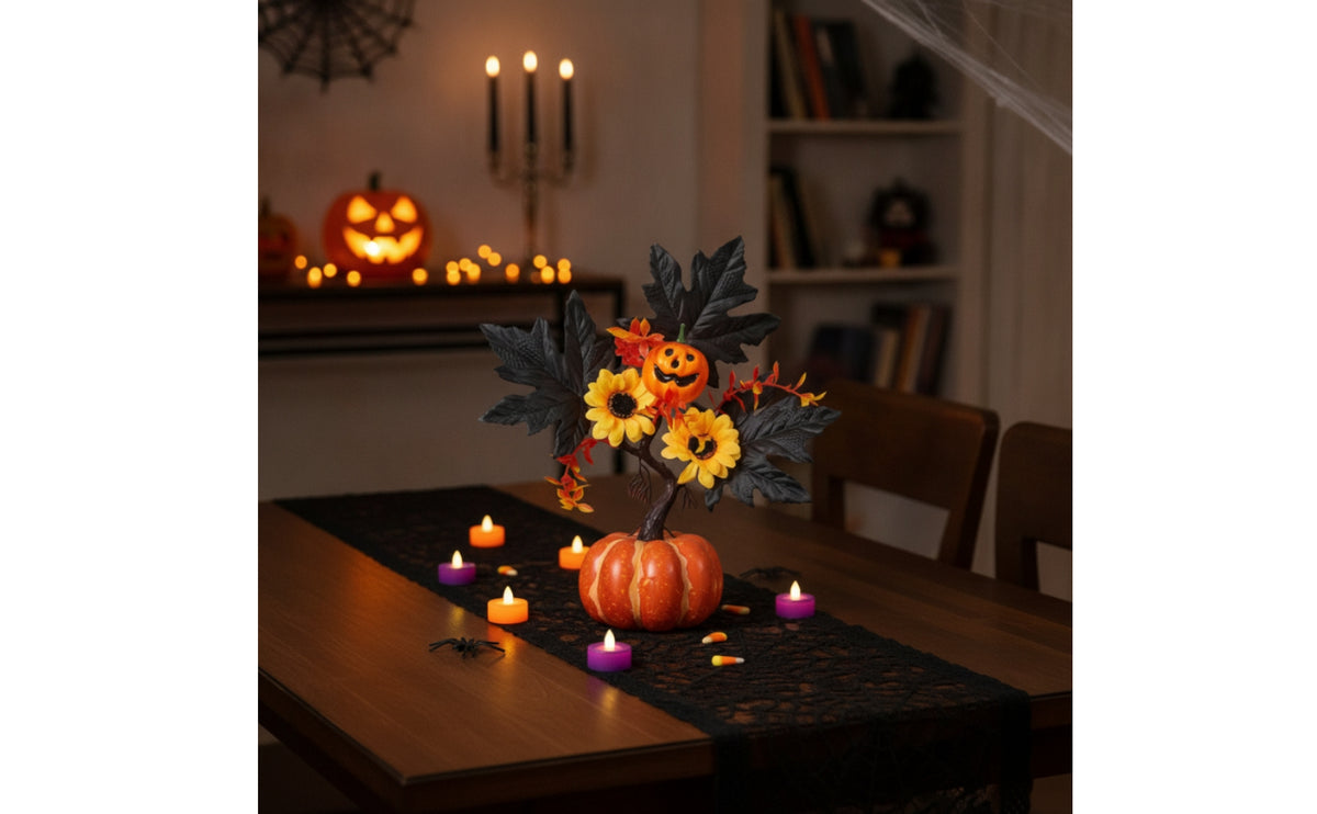 Fall Tree with Pumpkin Base Tabletop Artificial Autumn Tree Seasonal Ornament Harvest for Party