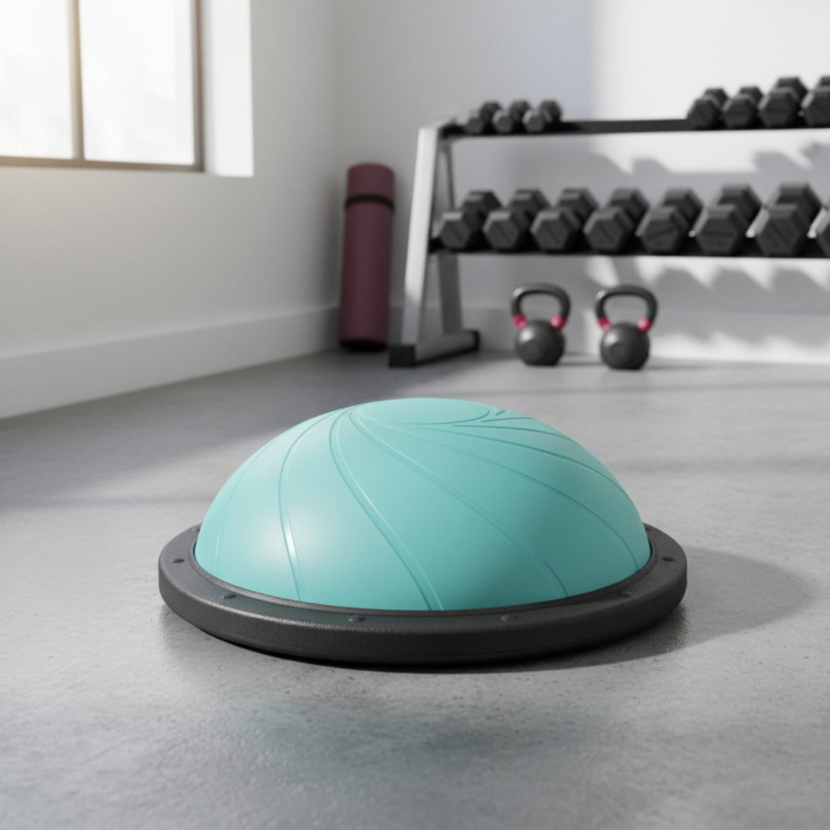 Half-Dome Balance Textured Balance with Circular Base Inflatable Half Exercise Ball for Home Workouts, Core Exercises