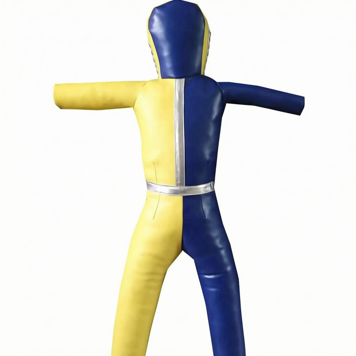 Hooded Head Combat Arts Training Mannequin Synthetic Leather Humanoid Training Mannequin Glossy Finish Waist Belt Detail
