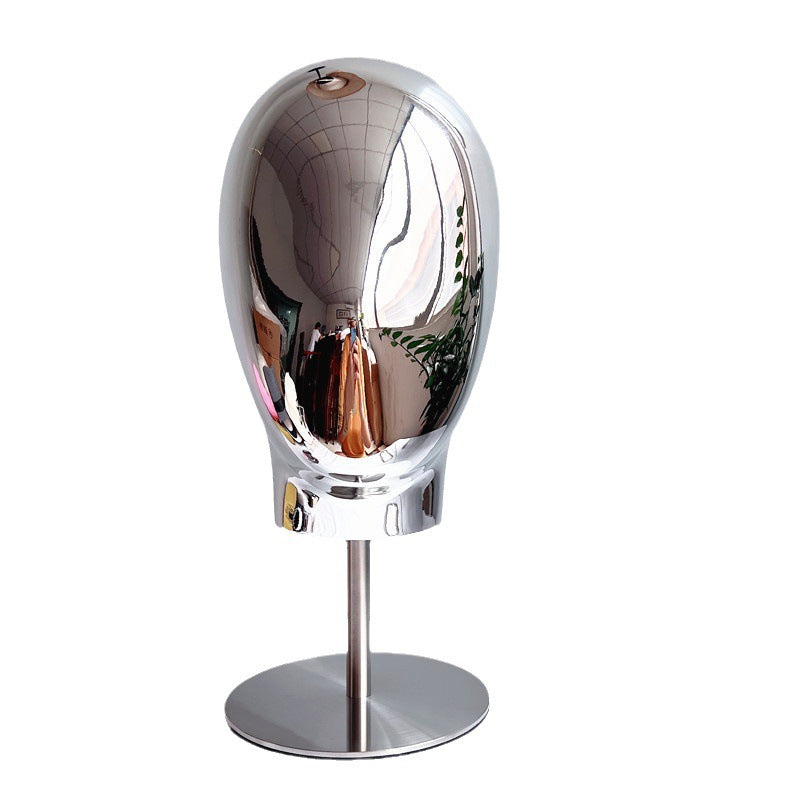 Silver Electroplated Head Model Hat Display Stand with Metal Base