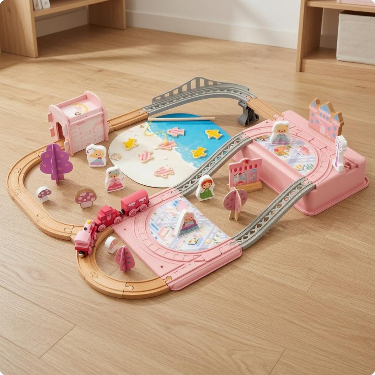 Princess Train Set Wooden Train Rail Set Safe