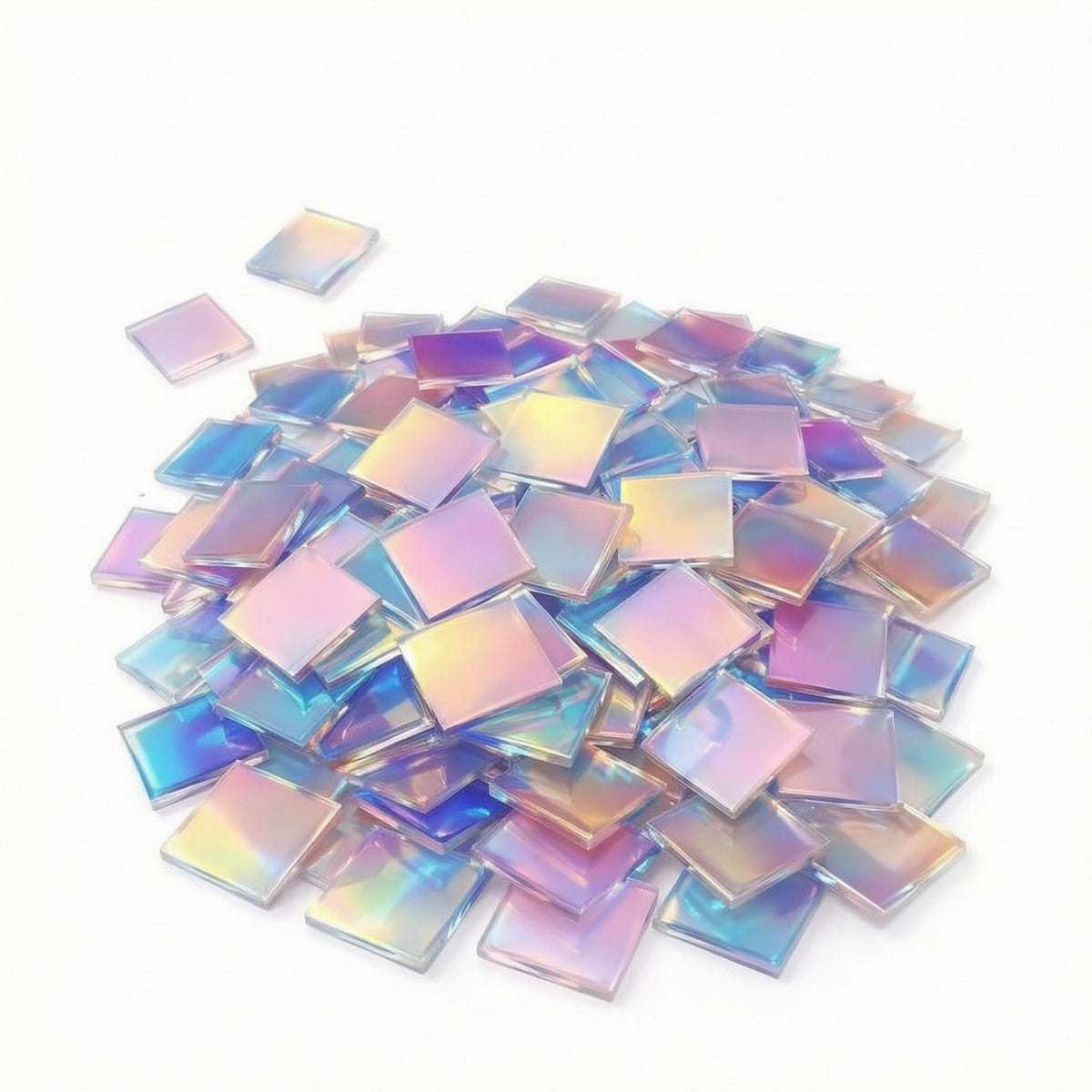 50 Pieces Square Acrylic Tile Translucent Holographic Acrylic Tile Easy to Cut