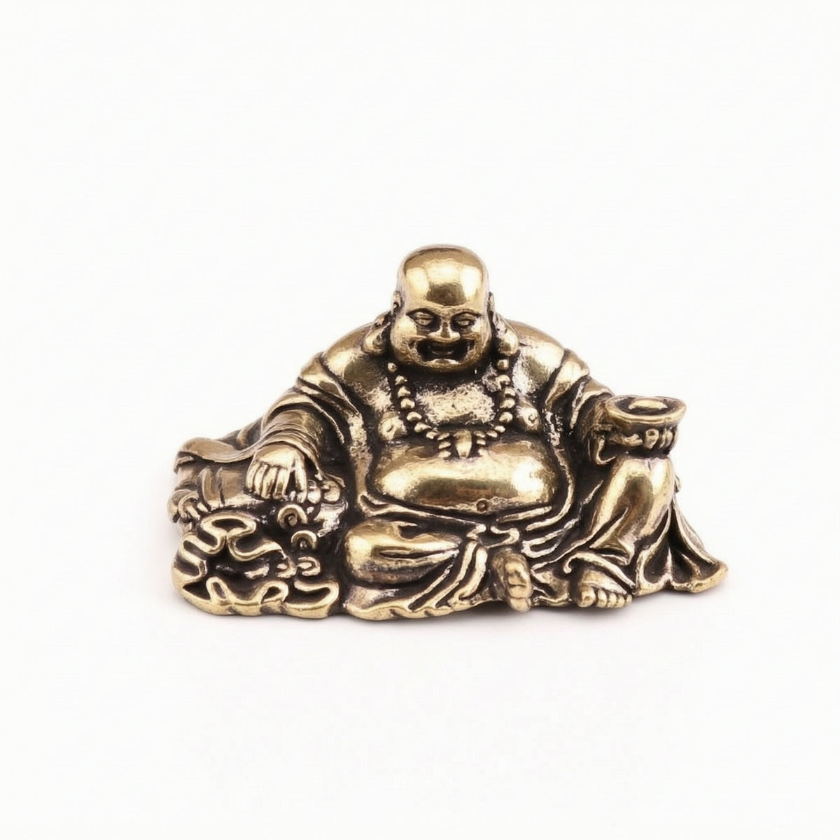 Laughing Buddha Figurine Brass Sculpture Miniature for Desk, Collectors