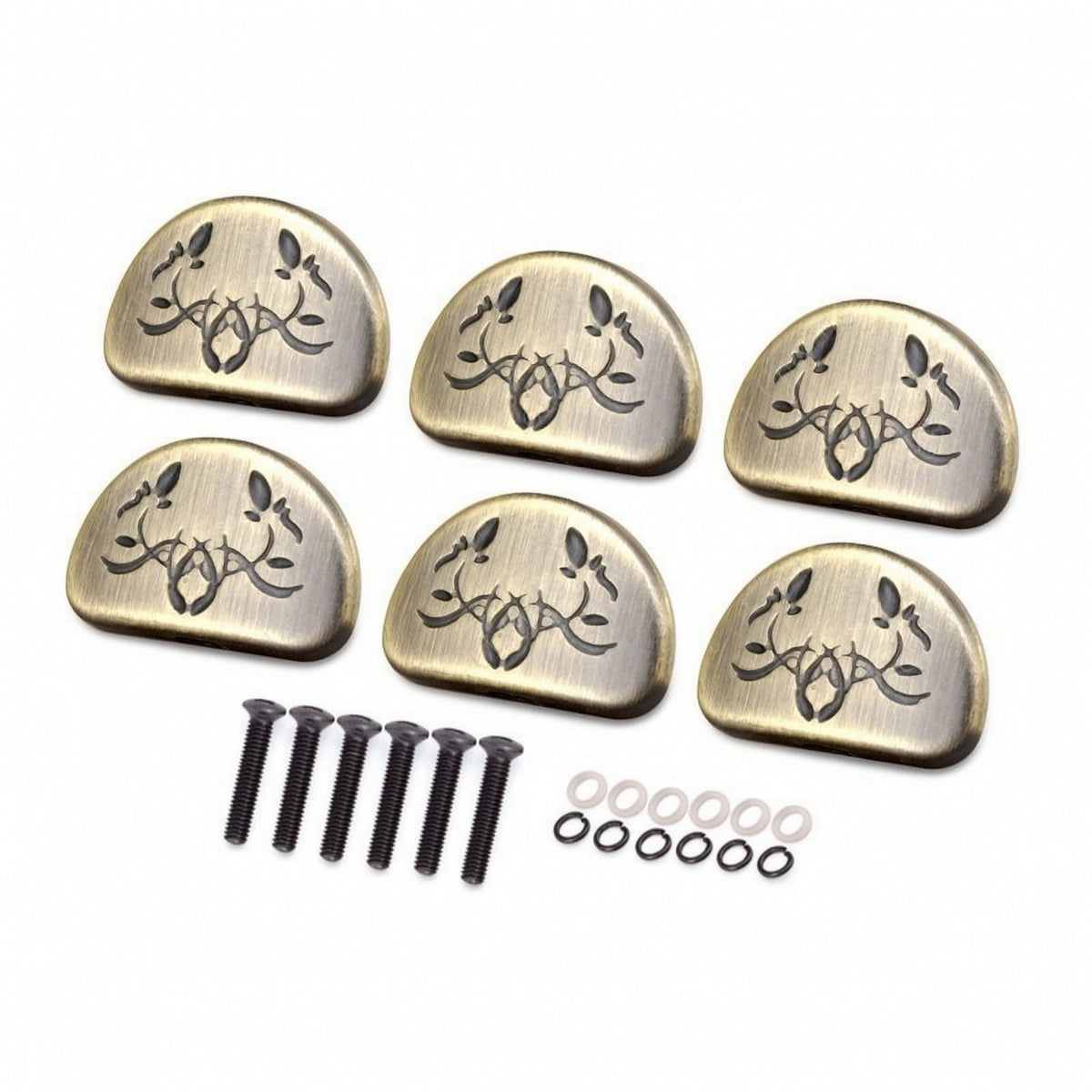 6 Pieces Carved Guitar Tuner Button with Screw Half-Round Guitar Tuner Buttons Decorative Tuning Peg Handles Metal for Guitarists
