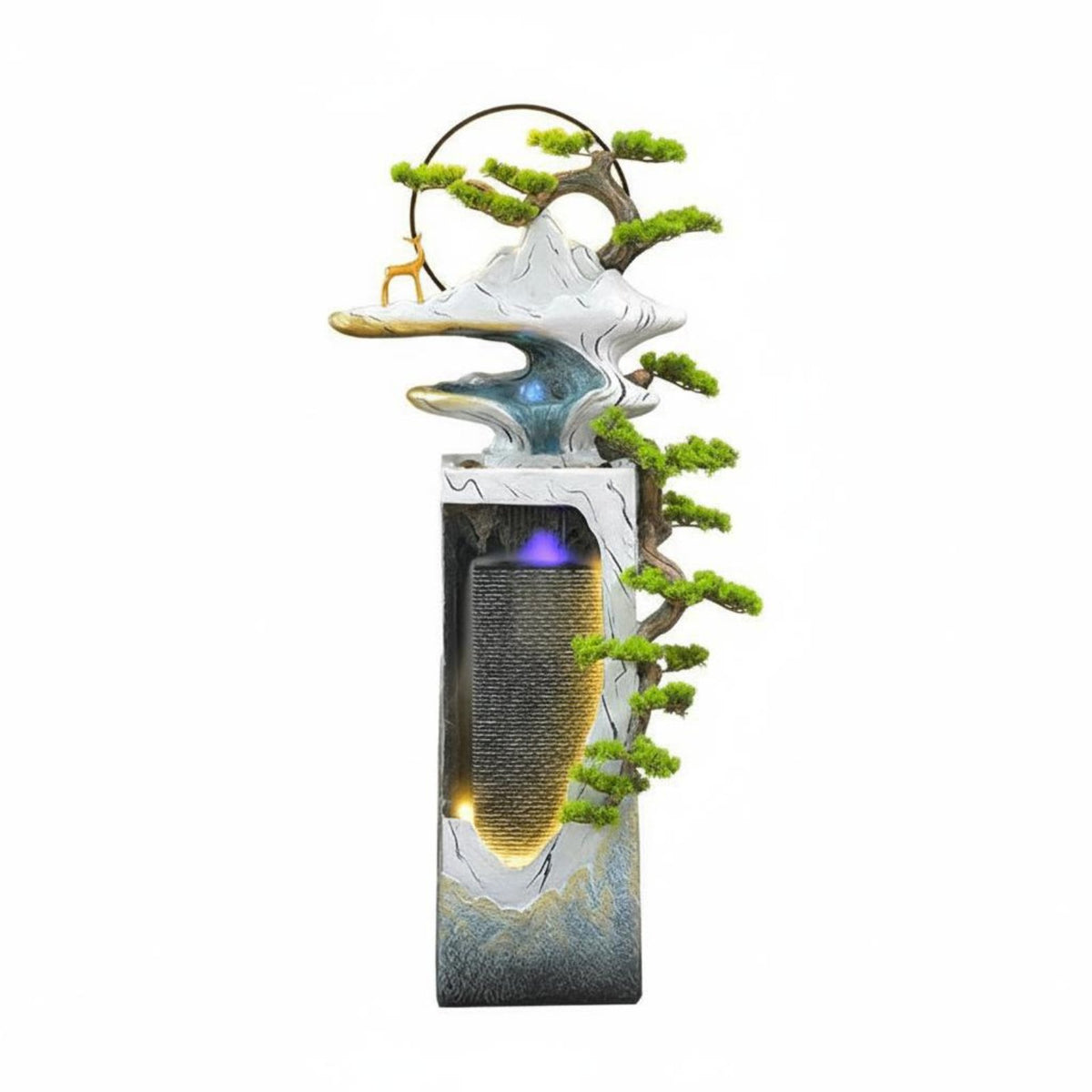 Chinese Design Floor Water Feature Feng Shui Design Water Feature Soothing Sounds Indoor Waterfall Water Feature for Business Owners, Living Room