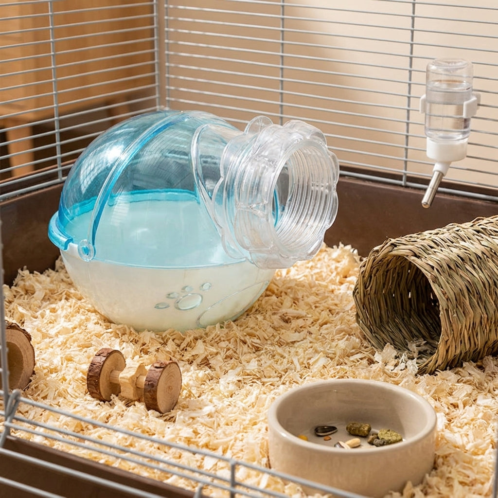 Acrylic Hamster Sand Bath and Hamster Bath, Screw Mount Hamster Bath for Dwarf Hamsters, External Sand Bathroom with Removable Top for Cage