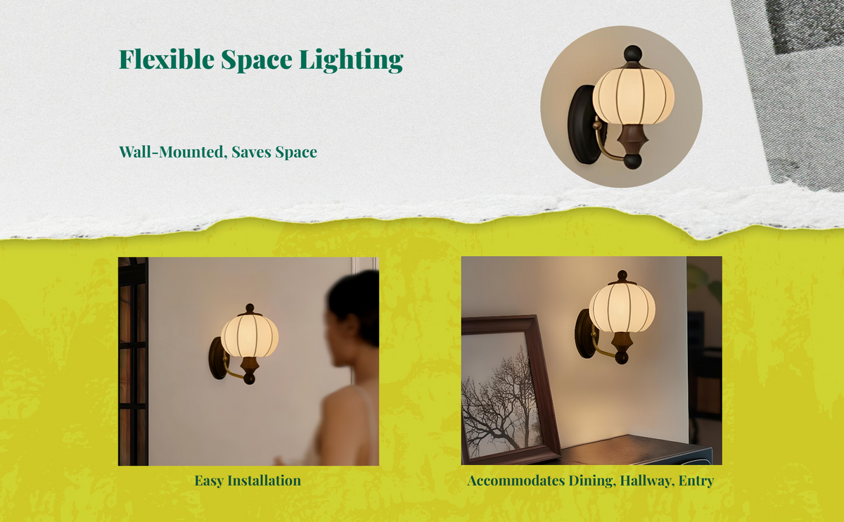 Vintage French Wall Sconce, Glass Shade, Dimmable