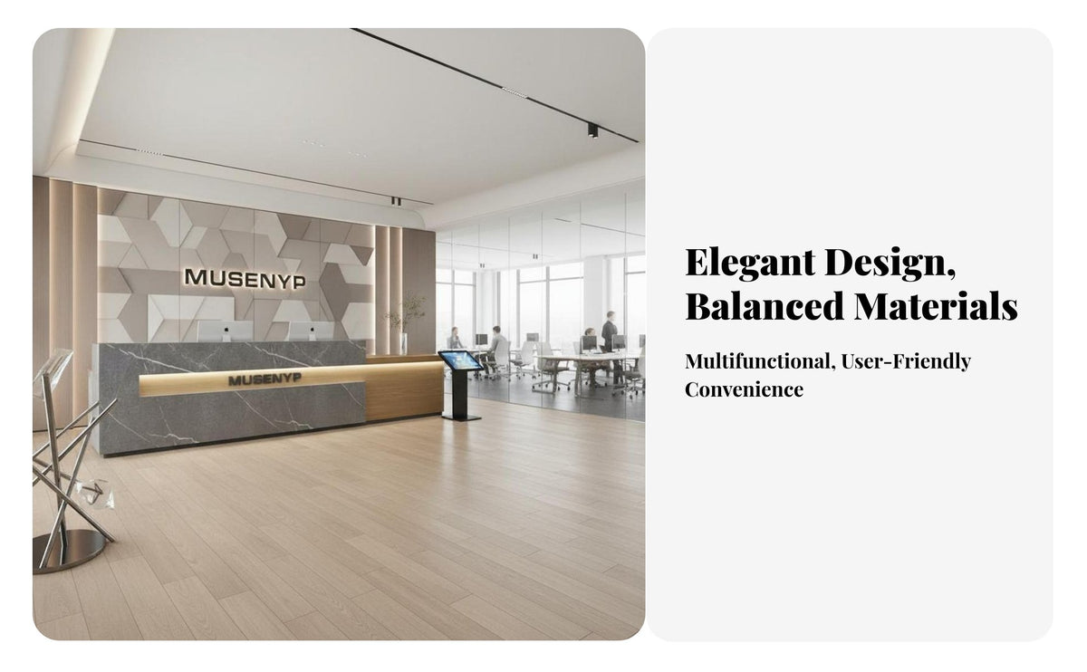 Modern Reception Desk Sturdy Construction Reception Counter with Storage Wear-Resistant Commercial Checkout Counter for Salons, Retail Store, Lobbies