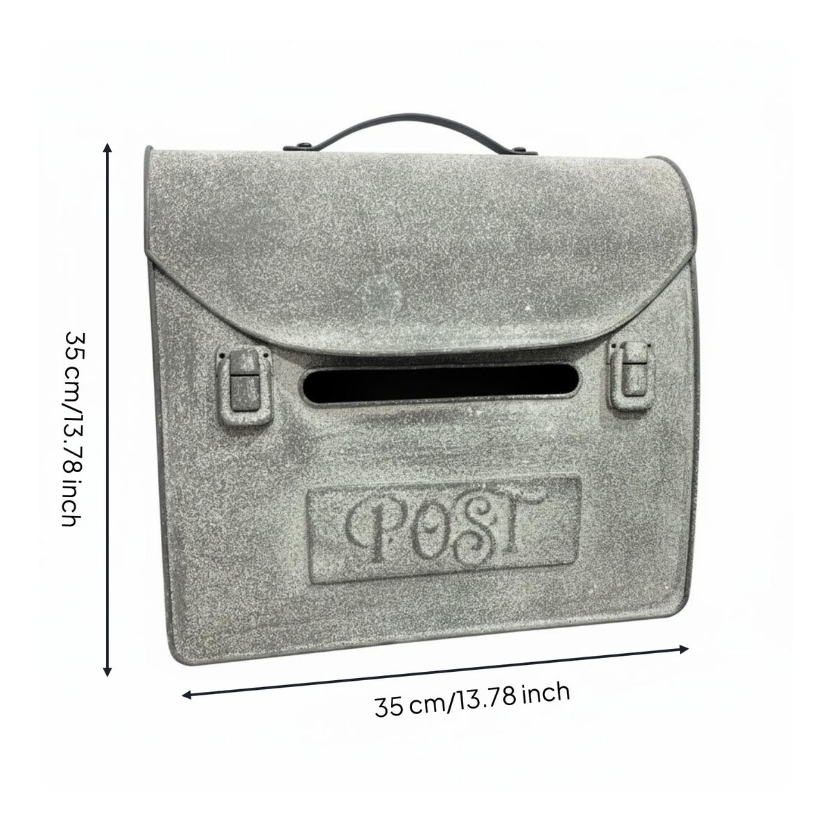 Gray Metal Mailbox Outdoor Use Vintage Post Box Embossed Design for Porch