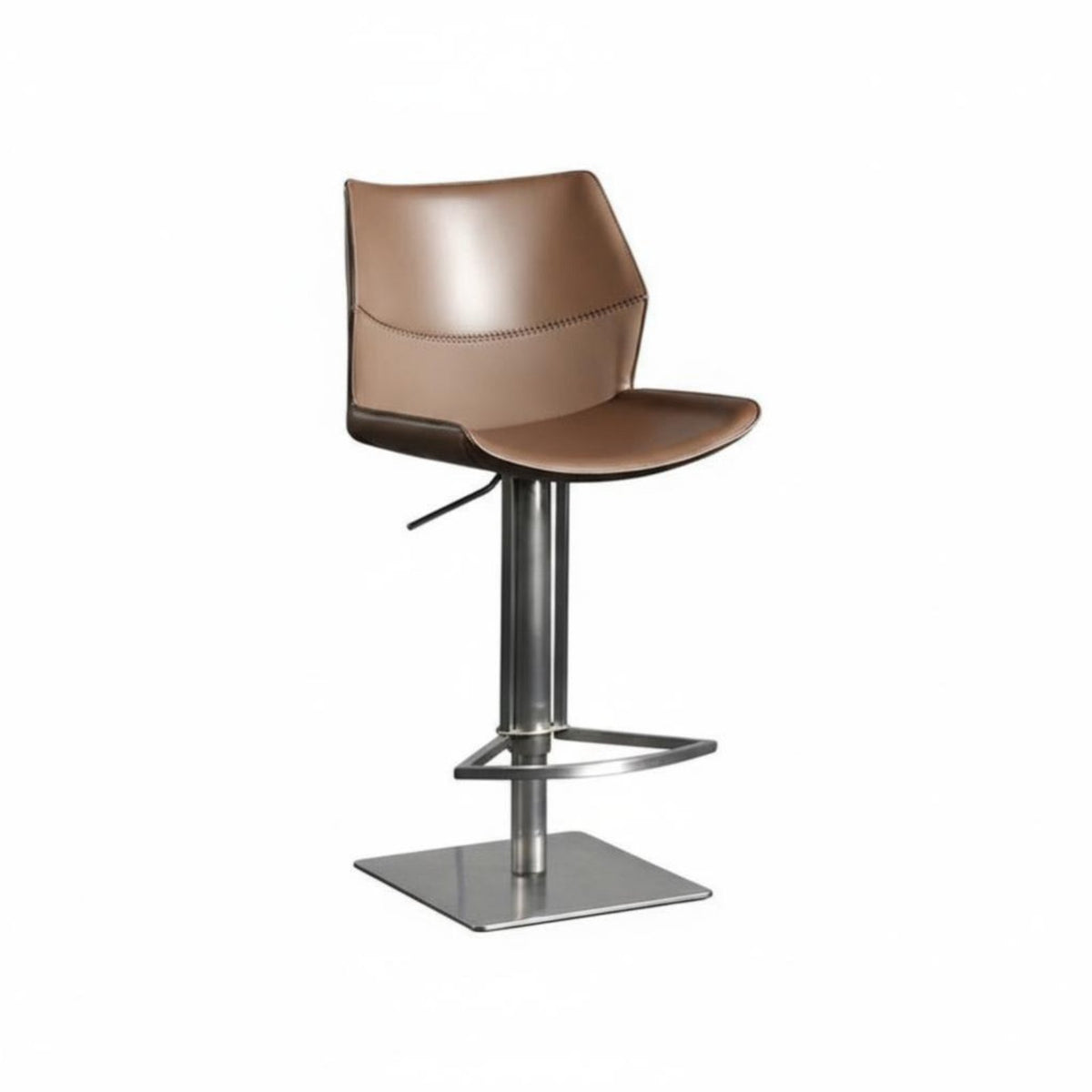 Upholstered Rotating Bar Stool Adjustable Height Upholstered Rotating Stool with Support Modern Design Integrated Footrest