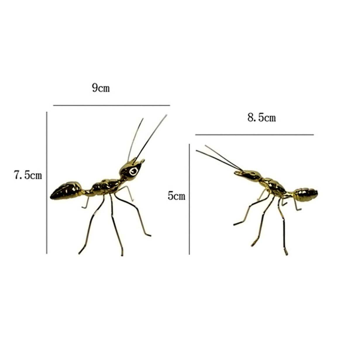 Light Luxury Golden Ant Figurine Modern Design Metal Ant Statue Vintage Design Metal Bug Sculpture Polished Finish for Desktop, Shelf, Office, Hotel