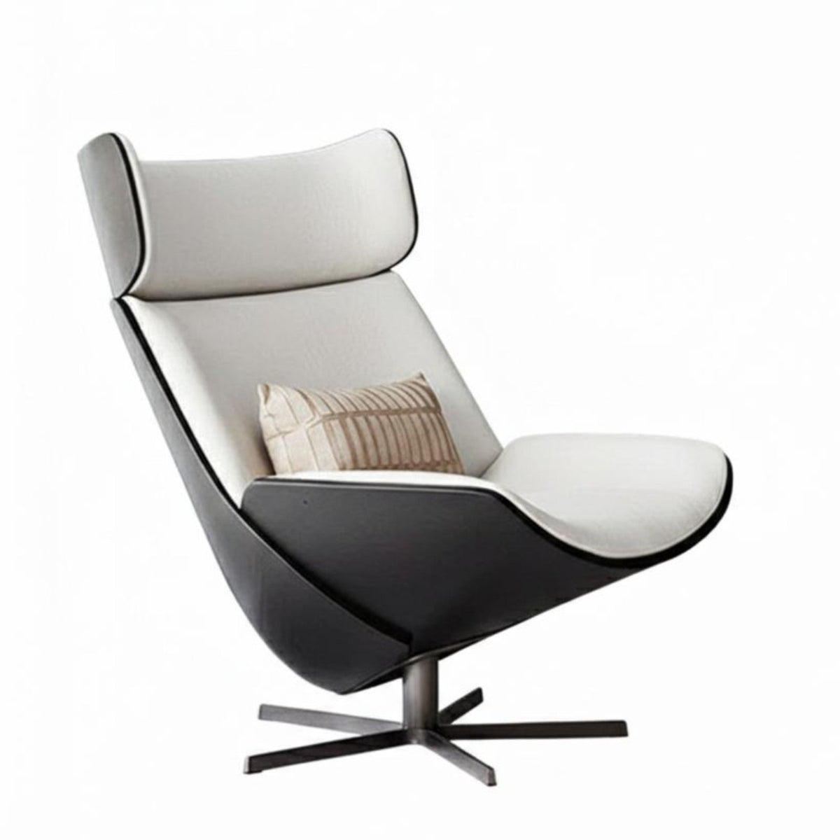 Geometric Rotating Armchair Nordic Design Rotating Chair with Footstool Sculptural Form Includes Ottoman for Homeowners