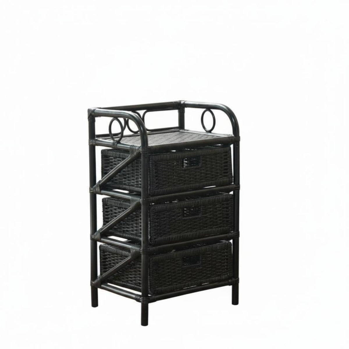 Wicker 4-Drawer Unit Japanese Design 4-Drawer Basket Stand Hand-Woven Easy Assembly for Parents, Bedroom