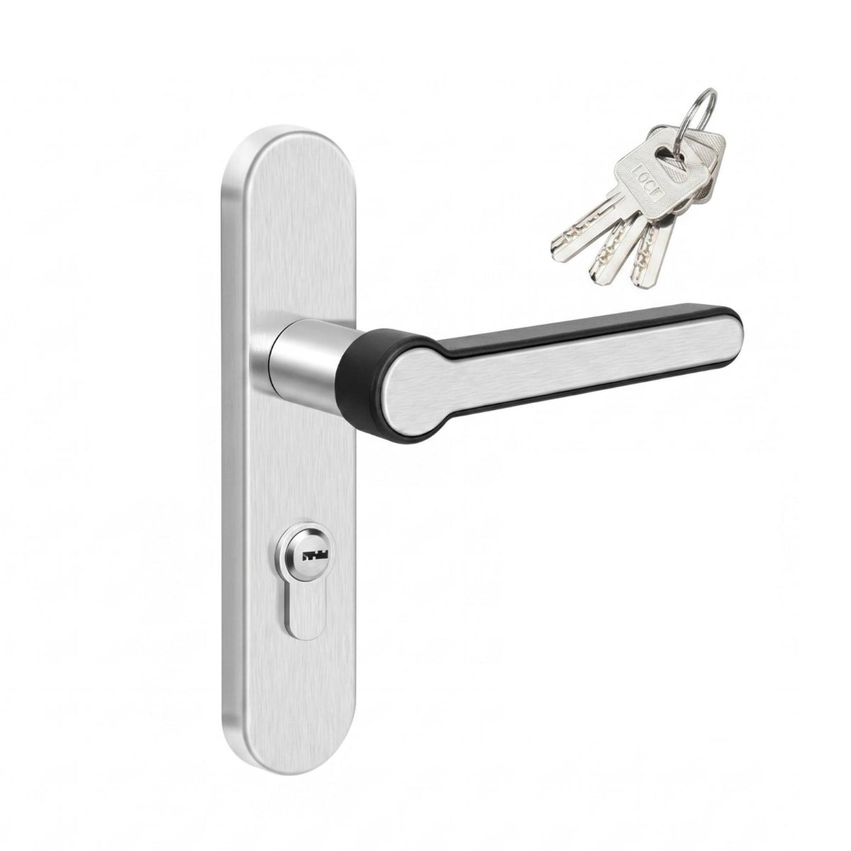 Rounded Rectangular Backplate Stainless Steel Bathroom Lock Brushed Silver Bathroom Door Lock Rust-Resistant Keyed Entry Lever Waterproof