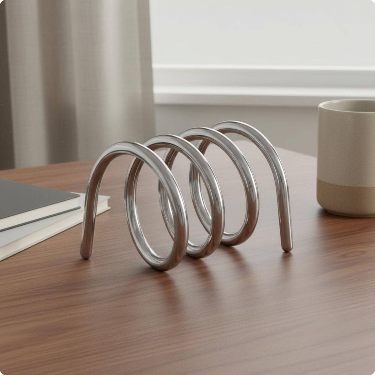 Desktop Book Rack Sculptural Spiral Loop Rack Modern Minimalist Design