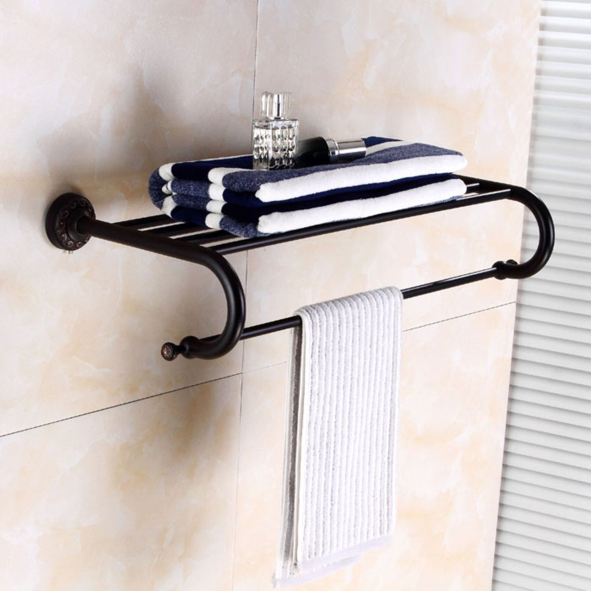 European Black Bronze Towel Rack, Antique Copper, Wall Mount