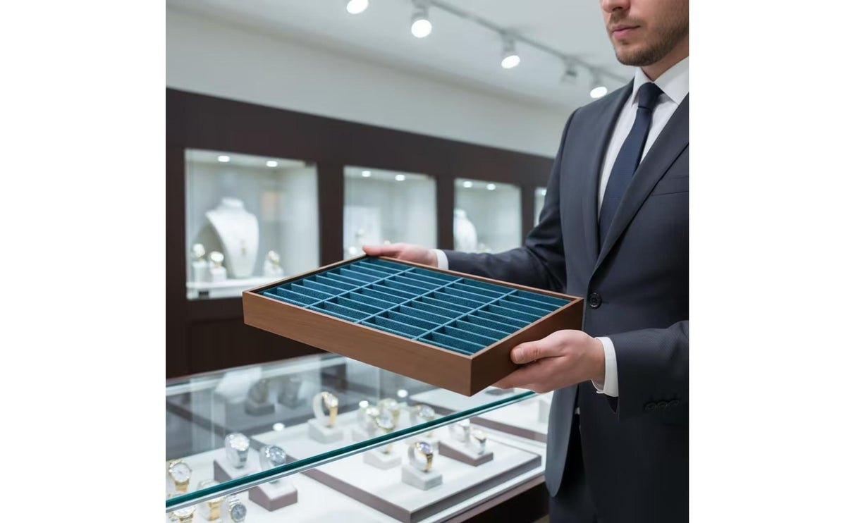 Bangle Tray with 40 Slot Grids Divided Jewelry Display Tray Compact Storage Box for Retailers, Drawer