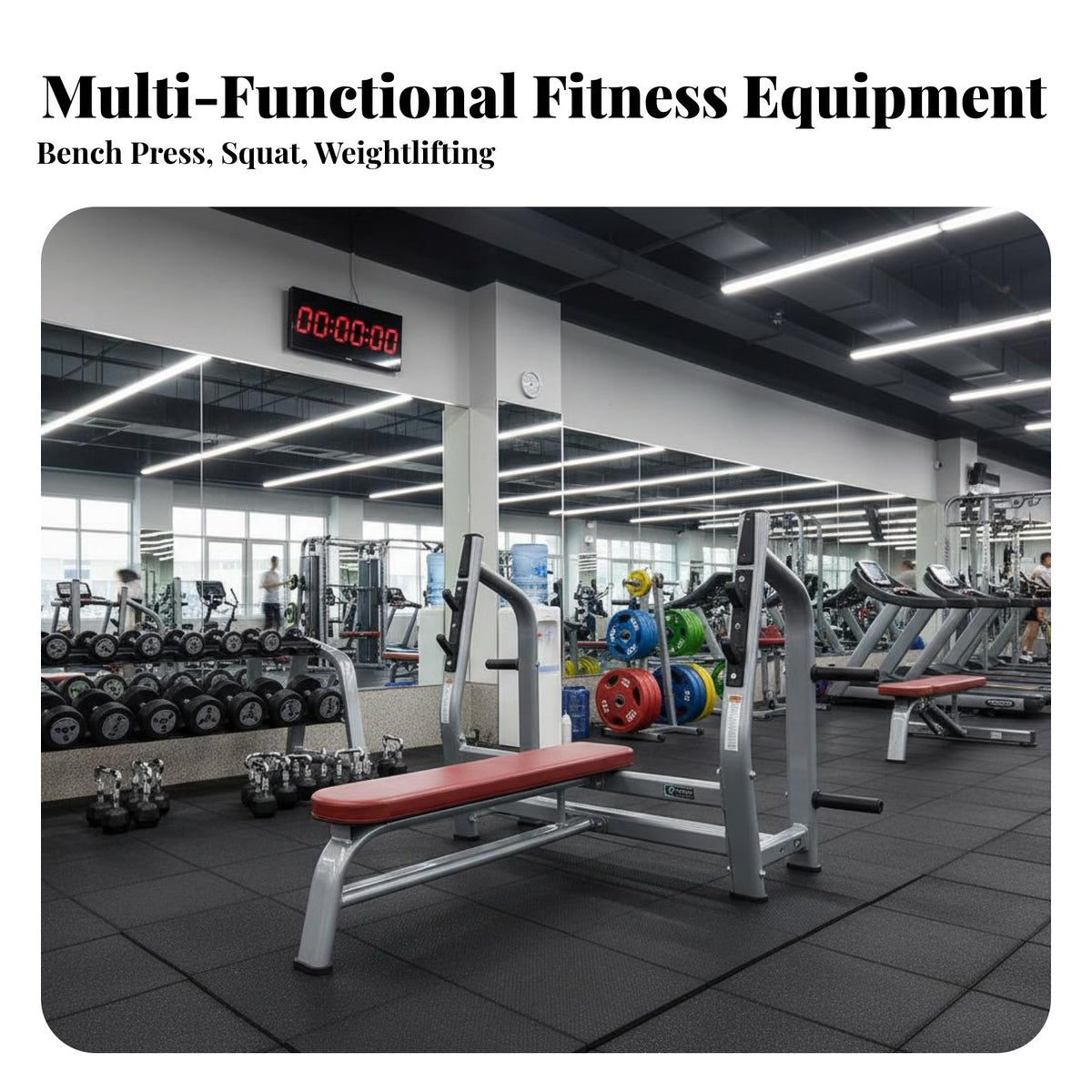 Multi-Function Bench Exercise Bench Heavy Duty Barbell Bench Exercise Bench Stable Design Adjustable Squat Rack for Weightlifters, Fitness Studio
