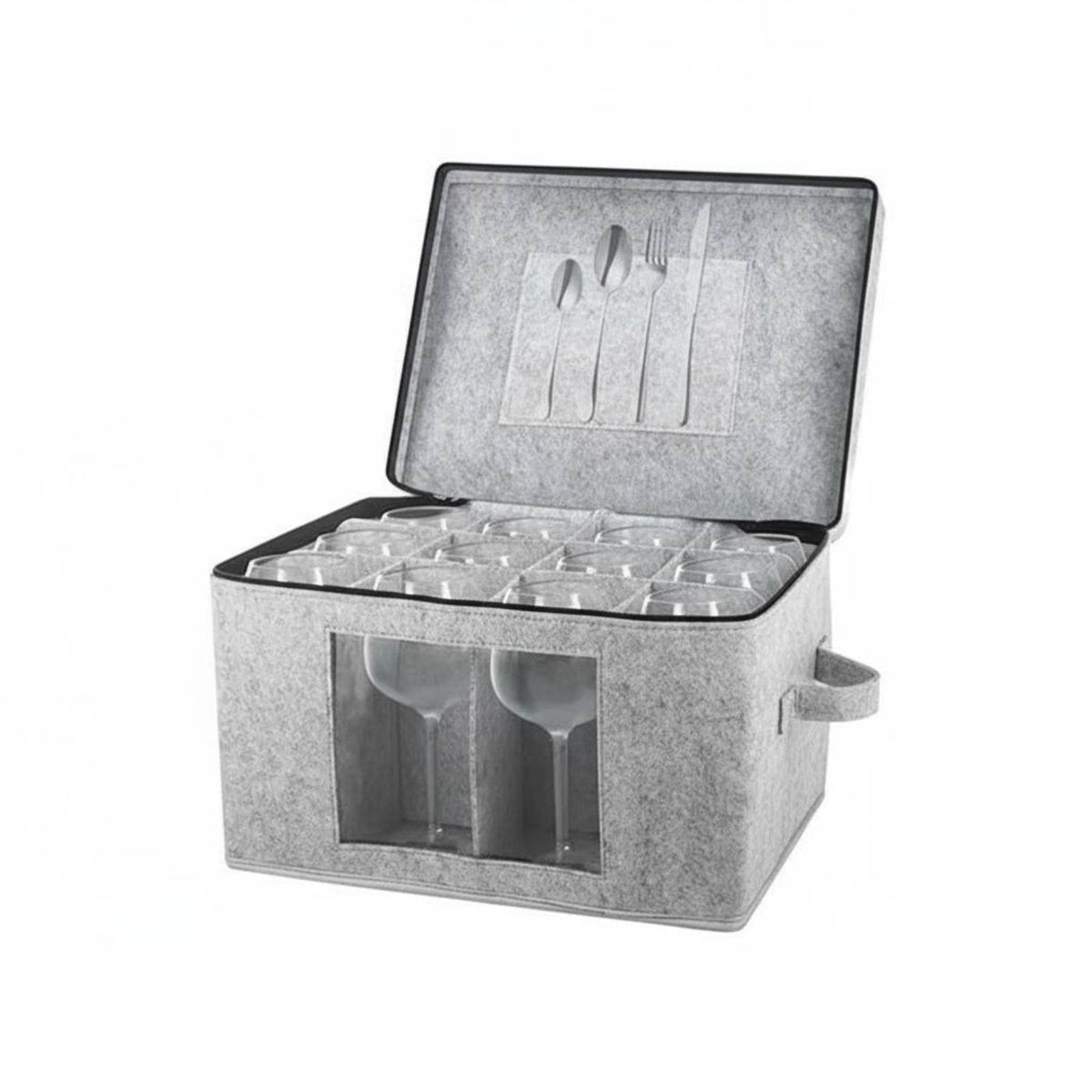 Wine Glass Storage Box Dustproof Foldable Stemware Case Reinforced Handles