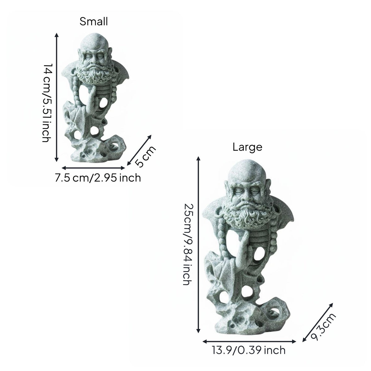 Bodhidharma Statue Miniature Zen Aquatic Aquarium Decoration Indoor and Outdoor