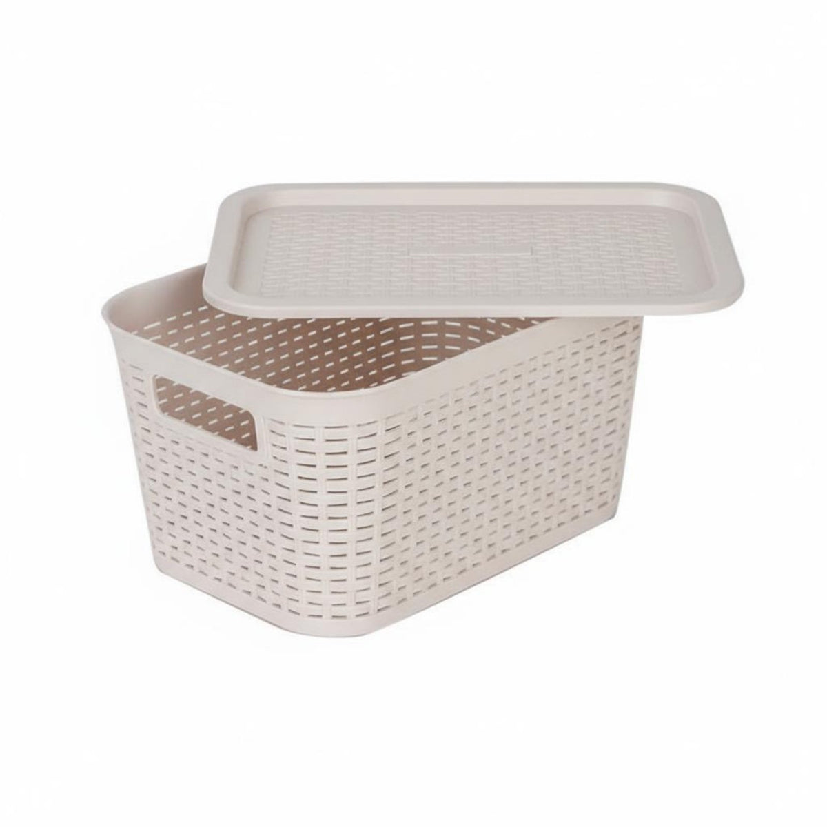 Woven-Pattern container with Handles Lidded Organizing Box all-purpose for Students