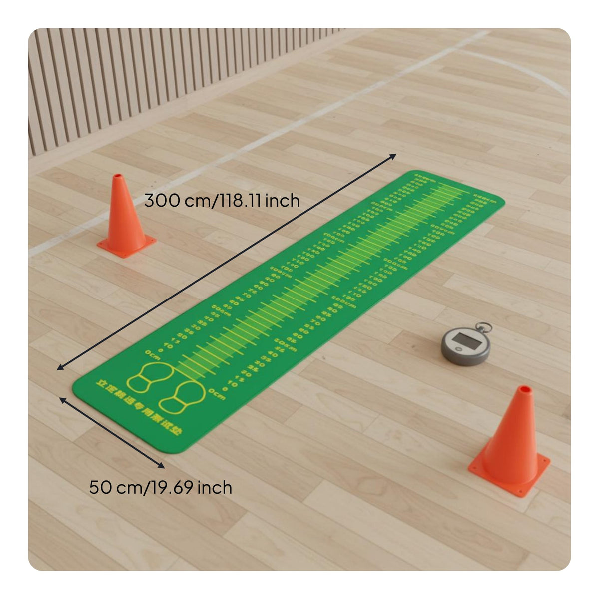 3 Pieces Broad Jump Measurement Mat Anti-Slip Sports Equipment Rubber for School