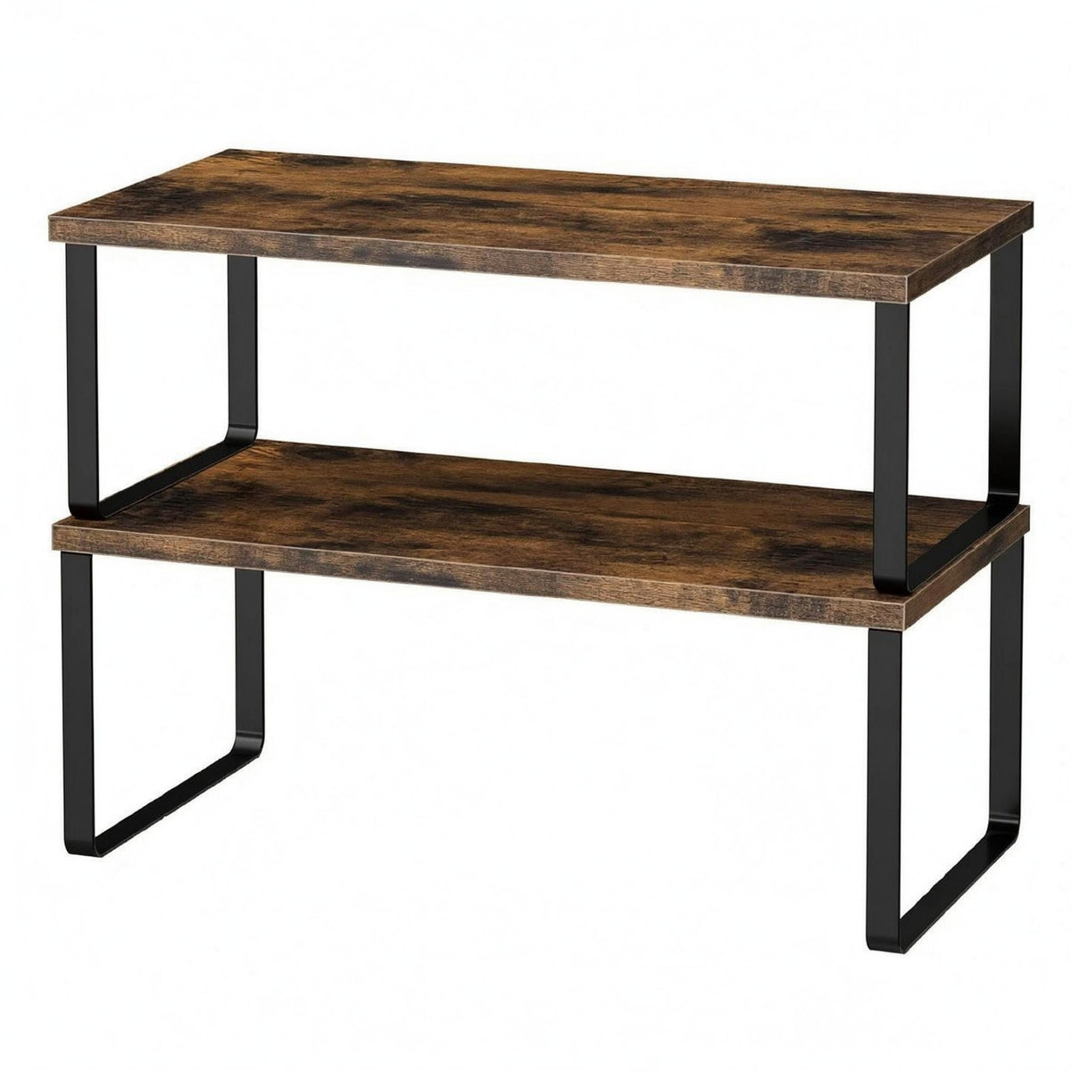 2 Pieces Two-Tier Desktop Storage Rack Rectangular 2-Tier Desk Shelf