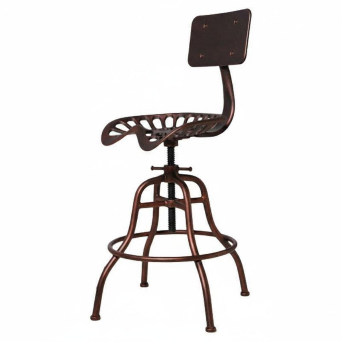 Vintage Swivel Stool with Backrest Adjustable Height Metal Bar Chair Seating Furniture for Kitchen Island