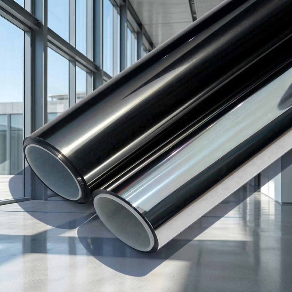 Window Film Privacy and Window Tint for Home Office, Silver Reflective Privacy Film for Bathroom, 2 Mil Window Security Film, 85% Heat Insulation